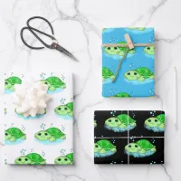 Cute Little Baby Turtles Birthday or Baby Shower Wrapping Paper Sheets