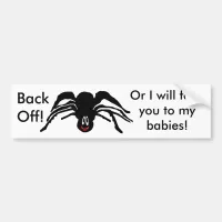 Funny Cartoon Black Spider Halloween Black Widow Bumper Sticker