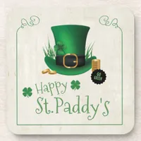 Leprechaun Hat Happy St. Paddy's ID636 Beverage Coaster