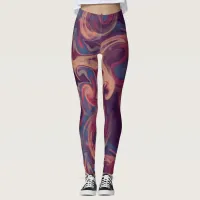 Purple and Colorful Swirling Watercolor Leggings