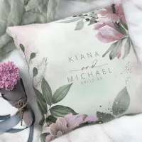 Calligraphy Floral Wedding Mauve ID771 Throw Pillow