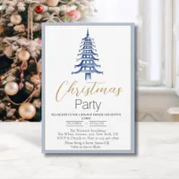 Chinoiserie dusty blue Pagoda Christmas Invitation