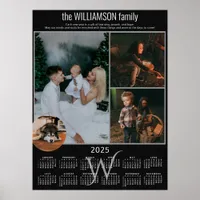 2025 Calendar 4 Photo Collage Family Keepsake Poster