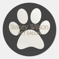 White Paw Print Logo On Charcoal Product Label