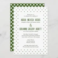 Sophisticated Green & White Polka-Dot Reception Invitation