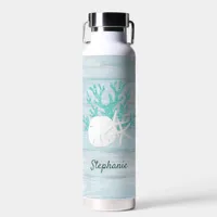 Personalized Beach Driftwood Starfish Sand Dollar Water Bottle