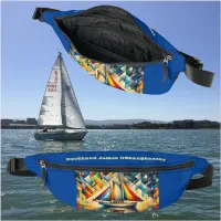 Cool Classic Sailboat, Abstract Geometric Pattern  Fanny Pack