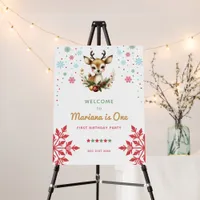 Reindeer Christmas 1st Birthday Welcome Sign