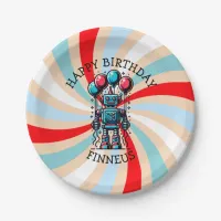 Robot Themed Boy's Happy Birthday Paper Plates