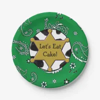 Lets Eat Cake Sheriff Badge Green Bandanna Plates