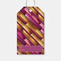 Magenta Gold Christmas Pattern#28 ID1009 Gift Tags