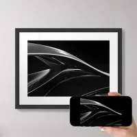 Waves in Chrome abstract black & white photograph Framed Art