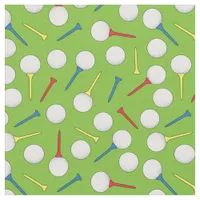 Golf Balls and Tees Pattern on Green Fabric