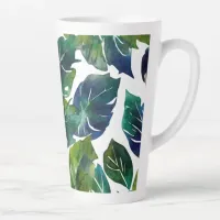 Green and Blue Foliage Philodendron Botanical   Latte Mug