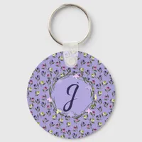 Pretty Pink Purple and Yellow Pansies Keychain