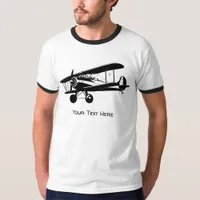 Retro Plane Silhouette Aircraft Custom Text T-Shirt