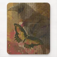 Raven Grunge Collage Mouse Pad