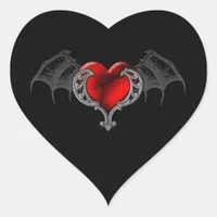 Goth Heart with Bat Wings Sticker