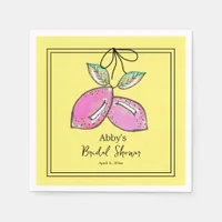 Main Squeeze Bridal Shower Pink Lemon Hand Drawn Napkins