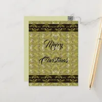 Gold glitter, black ribbon and stars, minimalist  postcard