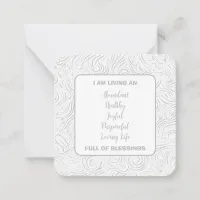 Love And Light Positive Affirmations Gray Swirl Note Card