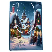 Charming snowy Christmas village custom  Medium Gift Bag