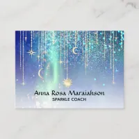 *~* Sun Gold Stars Sparkle Moon Celestial Universe Business Card