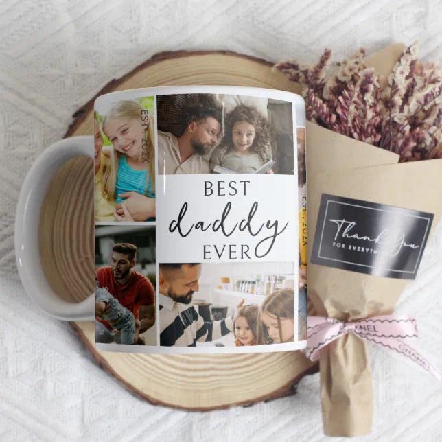 Best Daddy Ever | Father's Day 8 Photo Collage Two-Tone Coffee Mug