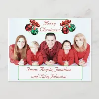 Bells Christmas personalized Family Photo Postcard