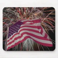 American Flag and Fireworks Mouse Pad