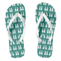 Teal Blue and White Scuba Fins Patterned Flip Flops