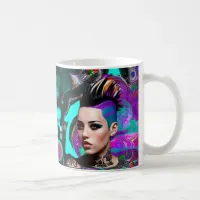 Mohawk Punk Girl Abstract Art Coffee Mug