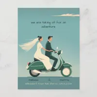 Bride and Groom on Motorcycle Postcard