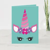 Floral Unicorn Face, Birthday Card