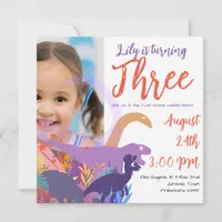 Roar-some Dinosaur Birthday Party for Girls Invitation