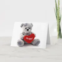 Grey Bear With Heart Holiday Card