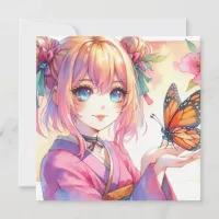 Anime Girl Holding a Butterfly