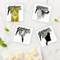 Acrylic Coaster - Four Feline Friends