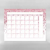 Blush Pink Rose Gold Glitter Monthly Calendar Magnetic Dry Erase Sheet