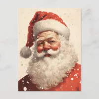 Risograph Style Vintage Santa Clause Art Holiday Postcard