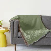 Celtic Knotwork Fish in Green Throw Blanket