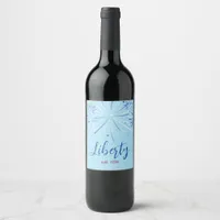 Sky Blue with Navy and White Sparkles Wine Label