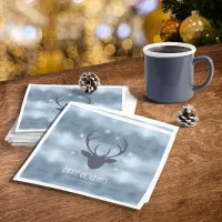 Deer Antlers Silhouette & Snowflakes Blue ID861 Napkins