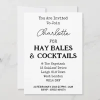 Hay Bales And Cocktails Elegant Bachelorette Party Invitation