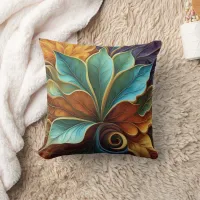 Colorful Leaves in Swirling Pattern Design Throw Pillow