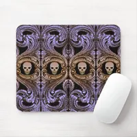 Goth Purple Ornament With Skull Mouse Pad