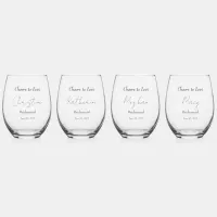 Elegant Floral Embrace Wedding Stemless Wine Glass