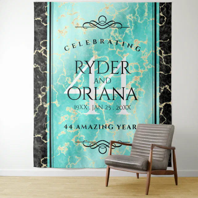 Elegant 44th Turquoise Wedding Anniversary Tapestry