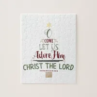 Rustic Christmas Typography Christian Holiday Jigsaw Puzzle