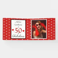 50 & Fabulous Name Photo Red 50th Birthday 2.5x6 Banner